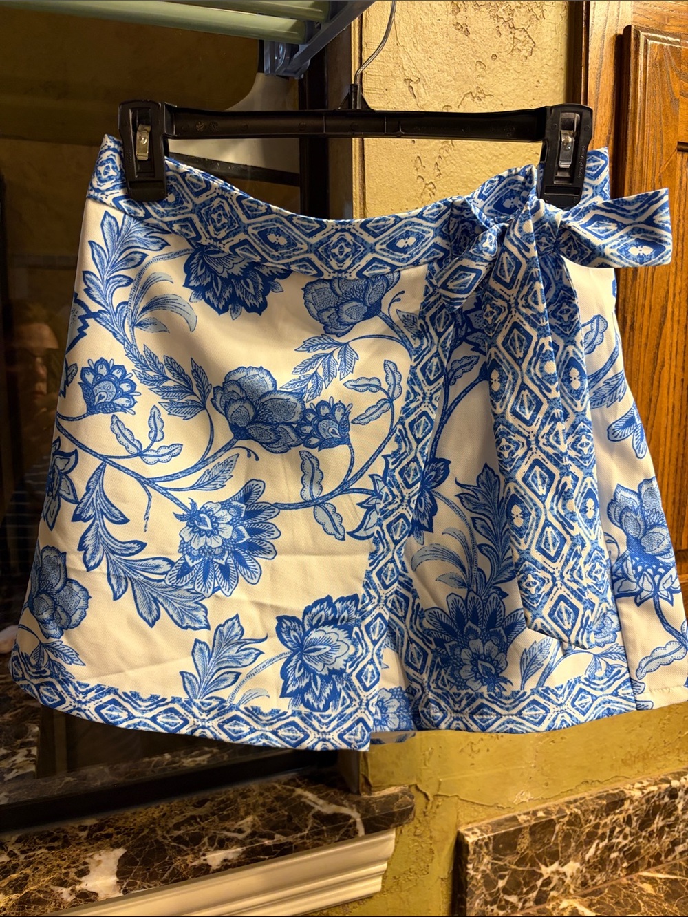 Flying Tomato Blue & White Chinoiserie Print Skirt